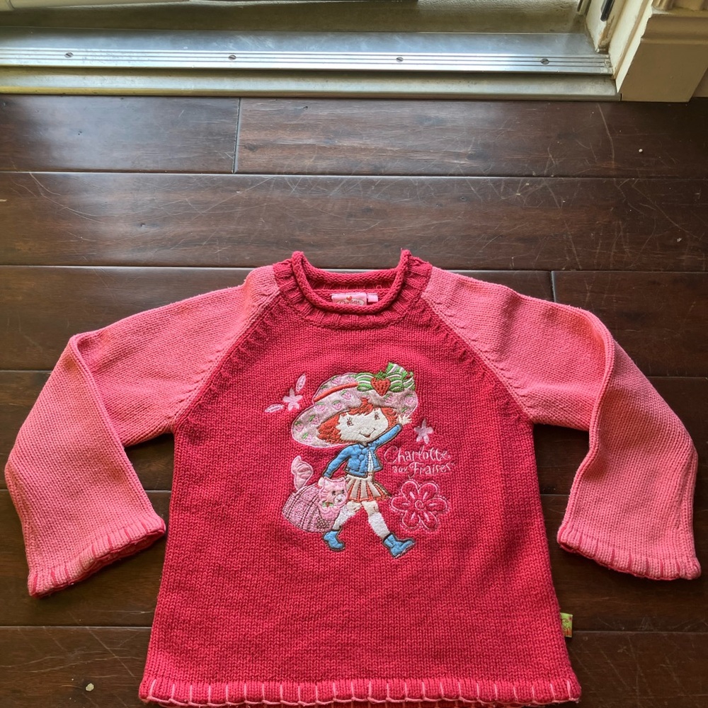 Y2K 2008 Strawberry Shortcake and Custard Knit Sweater